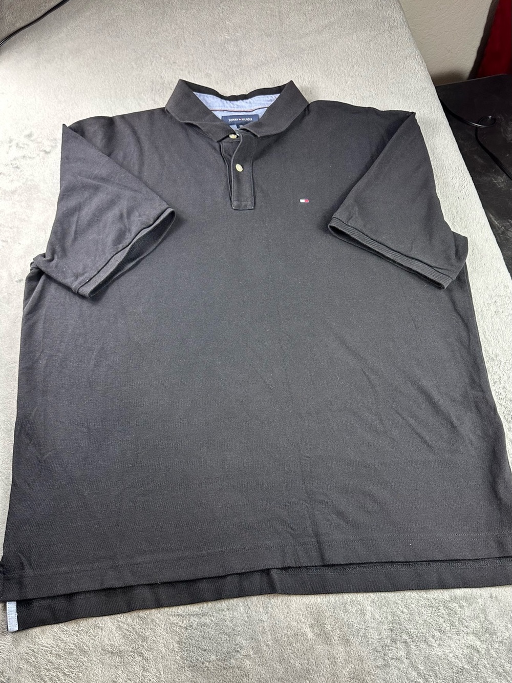 Tommy Hilfiger Men's Black Polo with Small Chest Flag